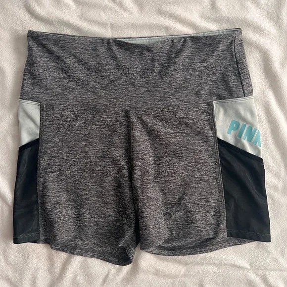 PINK Victoria's Secret Gray and Black Athletic Shorts with pockets - Picture 1 of 3